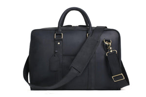 CF13 HANDMADE BLACK GENUINE LEATHER BRIEFCASE, MESSENGER BAG, LAPTOP BAG, MEN'S HANDBAG-Bags-Classic Fashion CF13-Classic fashion CF13